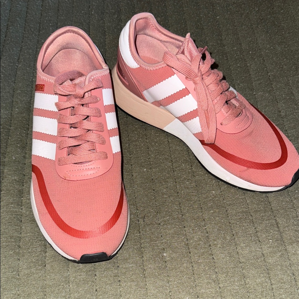 adidas Pink Women's Casual Running Sneakers with White Stripes
